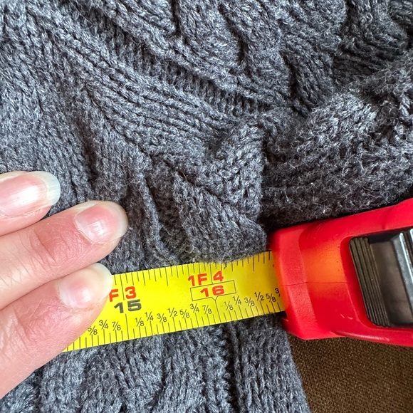 Willi Smith Gray Knit Cable Cardigan No Buttons with Belt 100% Cotton SZ S - Picture 12 of 13